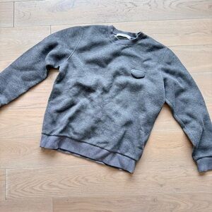 Authentic Givenchy Grey Leather Patch Logo Crew Sweat